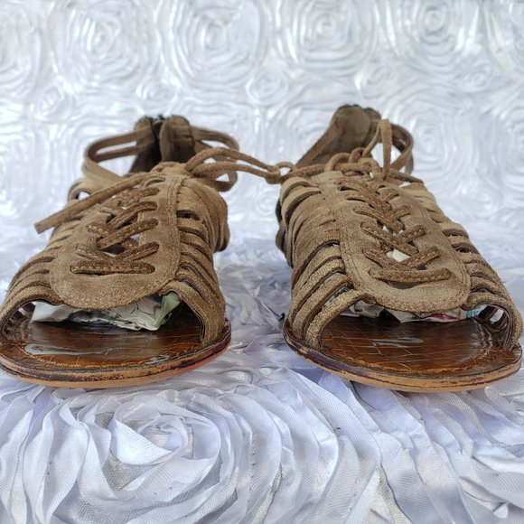 Sam Edelman Womens Boho Gladiator Wedge Thong Sandals Sz 6.5M Suede Zipper Shoes - Picture 5 of 9